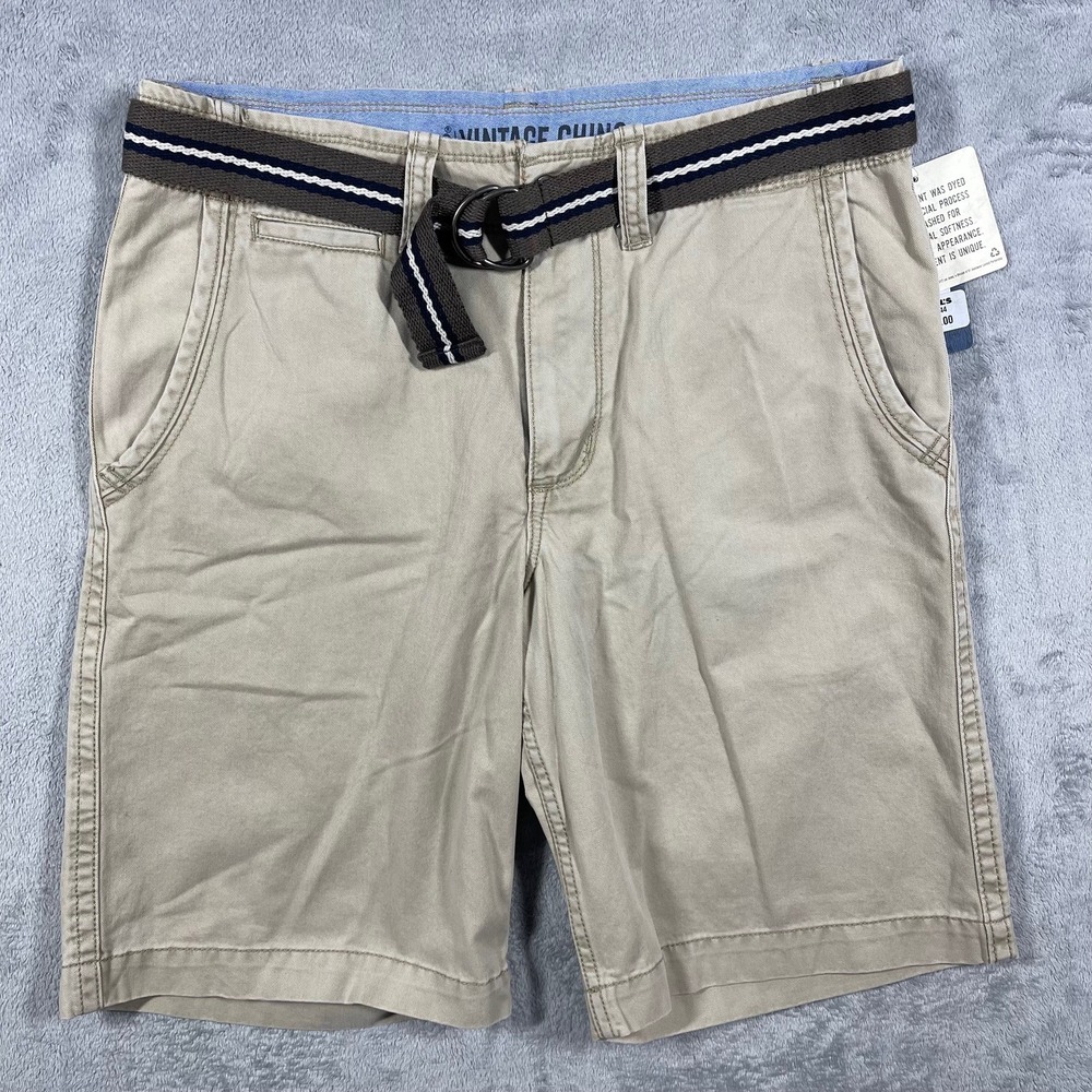 Lee Vintage Chino Shorts Mens 32 Tan Belted Dungarees 7B08901 ADHK B561‎